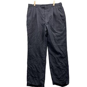 Vintage Stafford Dress Pants Mens 38x32* 100% Wool Blue Plaid Office Trouser 90s